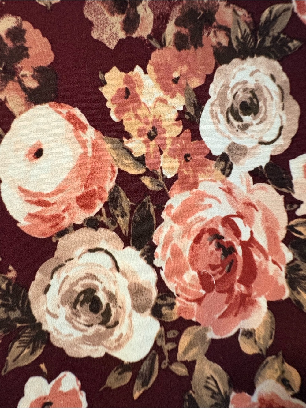 Paper Plane - Women's Floral Scoop Neck Top - Burgundy Floral - 2X - Picture 3 of 5